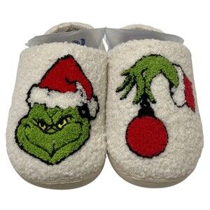 Christmas Grinch Comfy Indoor/Outdoor Plush Sherpa Slip On Slippers Dr. Seuss